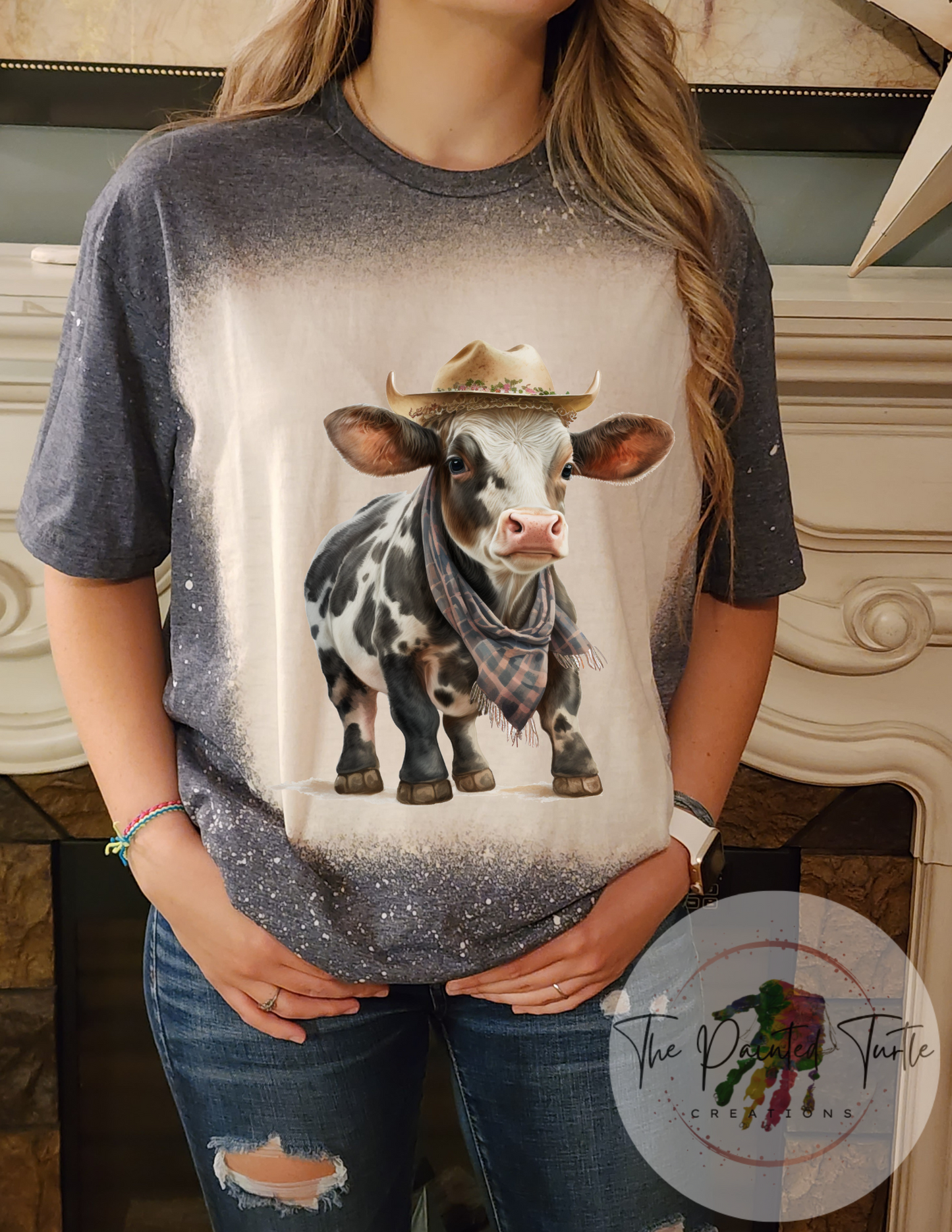 Cow - Baby Cow - Blue Plaid Bandana-Sublimation Shirt