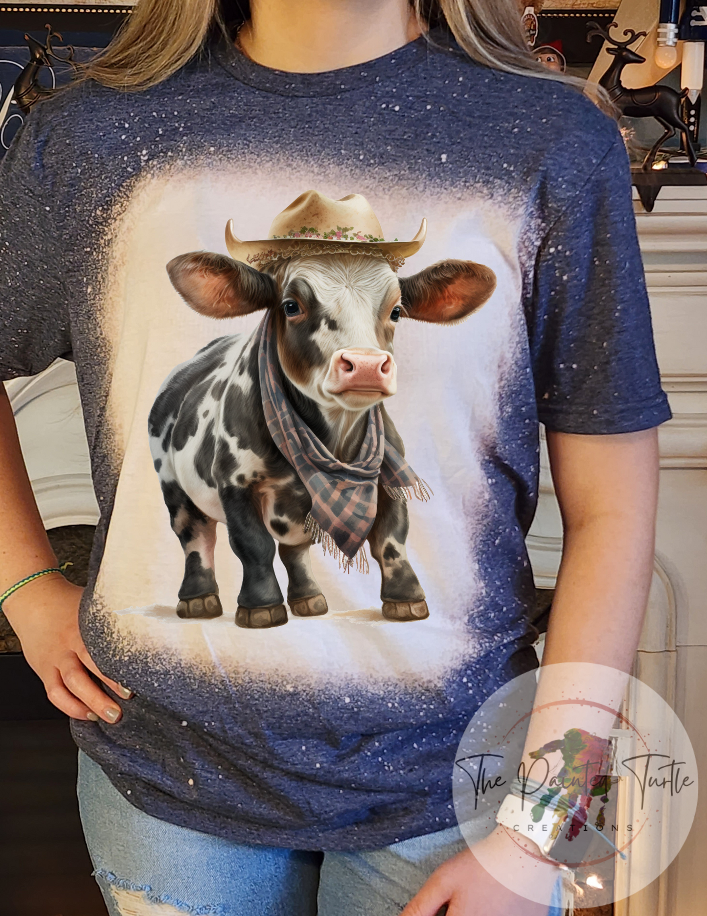 Cow - Baby Cow - Blue Plaid Bandana-Sublimation Shirt