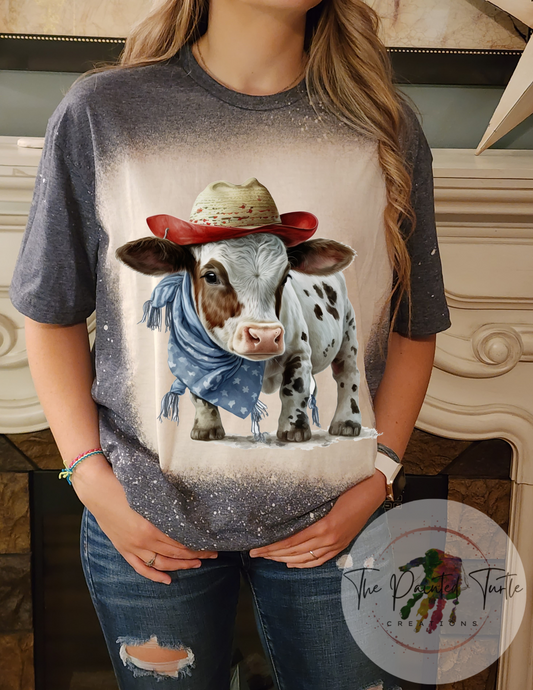 Cow - Baby Cow - Red Rider Hat - Pot Belly-Sublimation Shirt