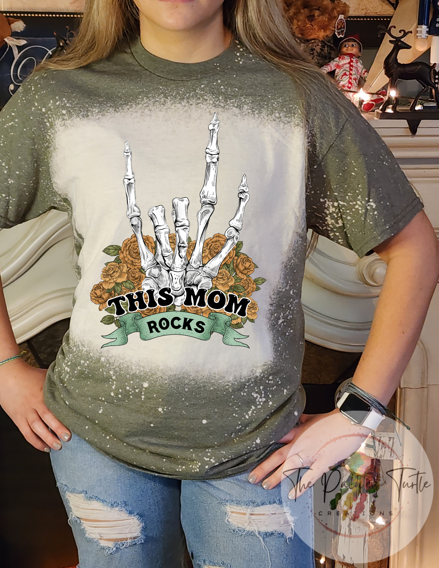 This Mom Rocks- Skeleton Hand - Sublimation Shirt