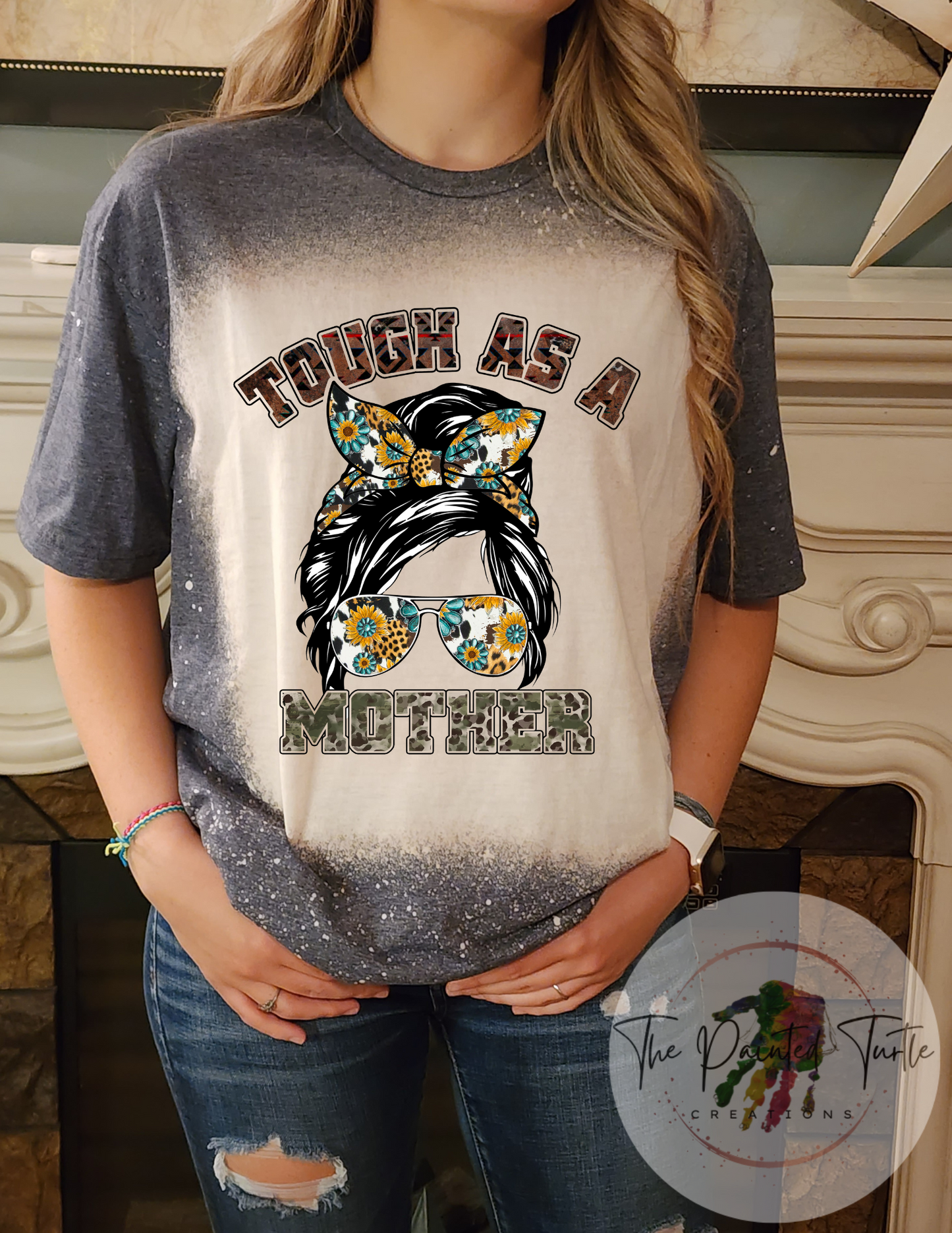 tough as a mother messy bun sublimation shirt